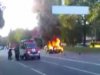 В столице мотоцикл въехал в "Деу": оба водителя сгорели