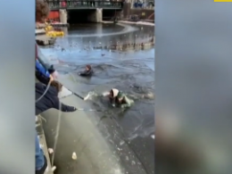 В Амстердаме тонкий лед не выдержал нагрузки, и несколько человек ушли под воду
