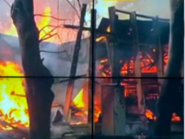 Крупный пожар в центральном парке Винницы,  загорелись 2 аттракциона